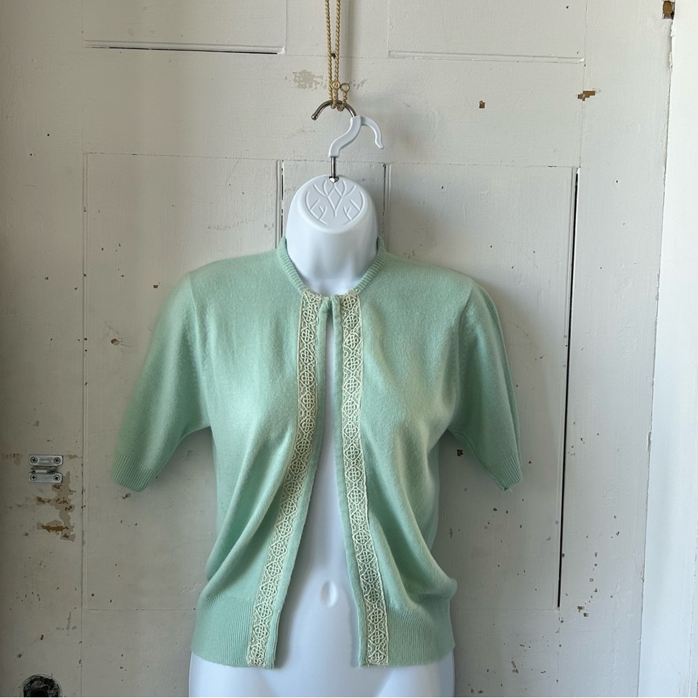 Vintage Fox Wood Orlon Open Cardigan Knit Sweater